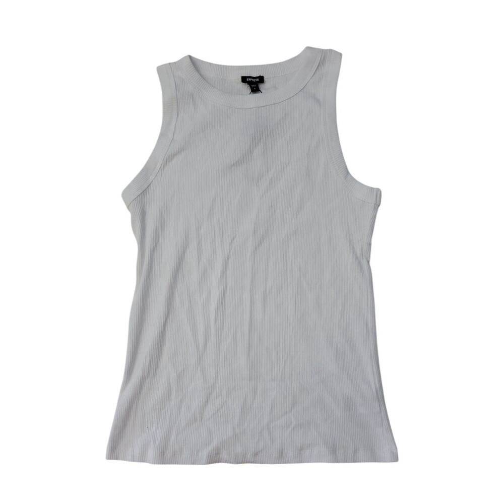Express Women's Lightweight Ribbed Sleeveless Tank Top White Size X-Small